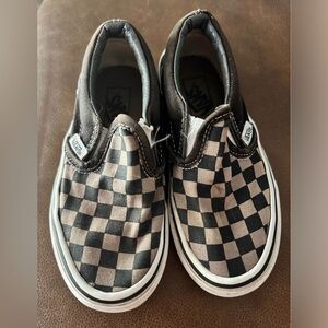 Vans Black and Tan Checkerboard Slip-Ons